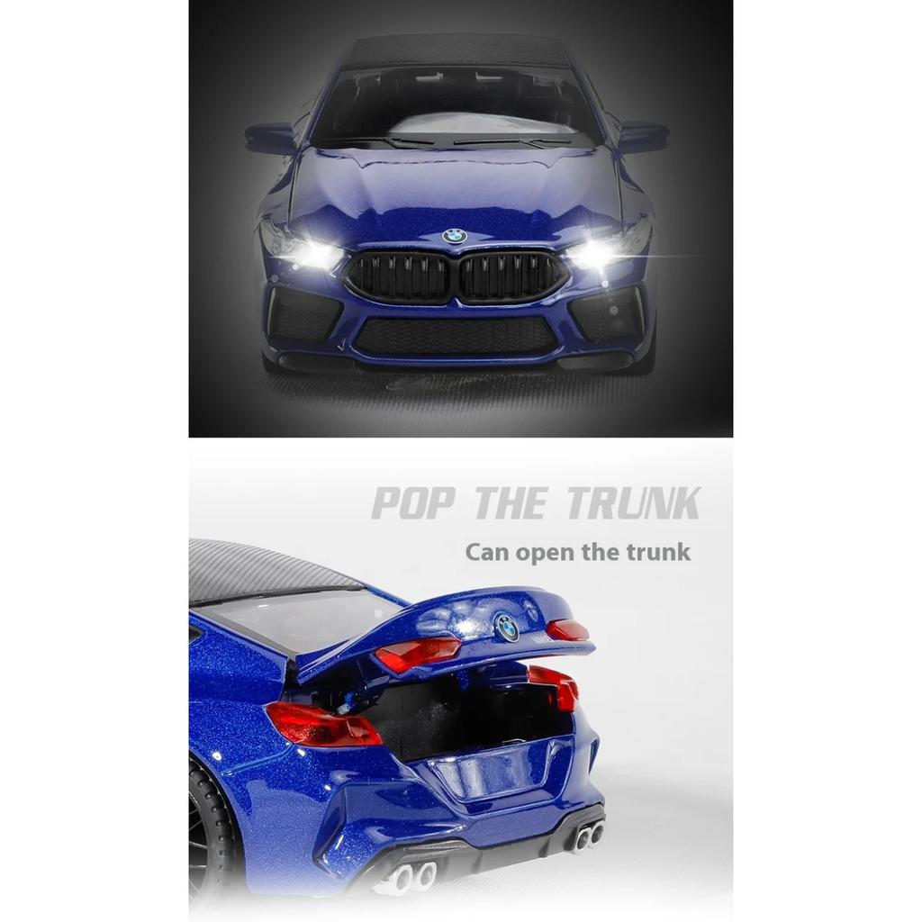 1/32 BMW M8 Alloy Diecast Sports Car Model Sound Light Vehicle Toy Children's Educational Toys Collection Present for Friends