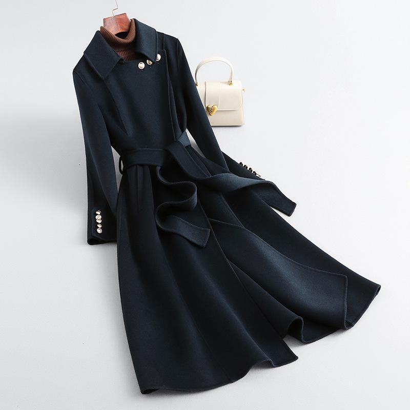 

Весна 2025 Женское шерстяное пальто высокого класса в стиле Хепберн с поясом L (Recommend 57kg-62.5kg)