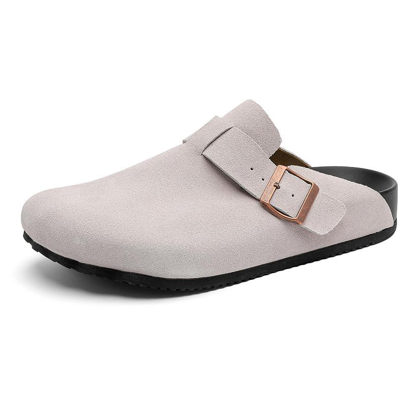 Fashion Fashion Suede Cork Slippers for Men Insole Cork Clogs Sandals with Arch Support Clogs Mules Slippers Leisure Walk Male Half Drag