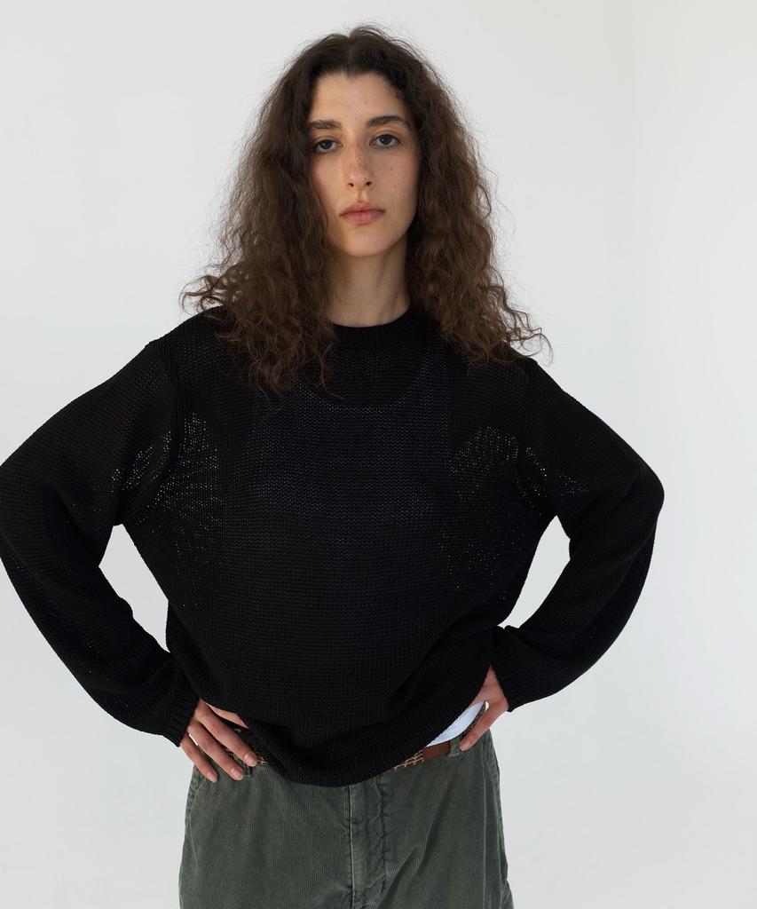 THISISNEVERTHAT Loose Gauge Knit Crew Black
