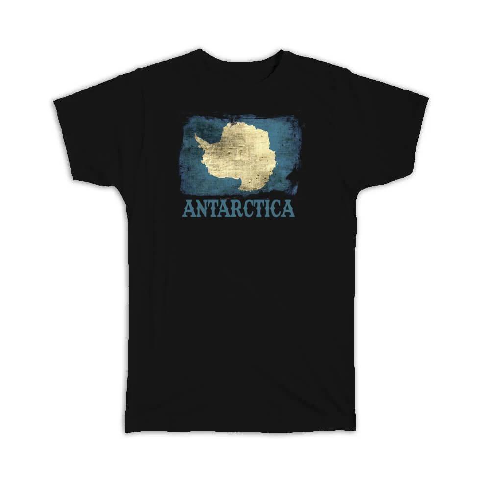Gift T-Shirt : Antarctica Flag Continent North Pole Snow Country Souvenir Map XL