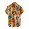 Revers Kurzarm Einreiher Männer Hemd Sommer Blume Schädel Drucken Hawaiian Shirt Beachwear