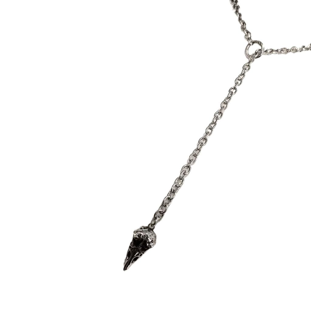Mysterious Crow Skull Gothic Chain Necklace Metal Adjustable Length Neckchain Unisex Fashion Accessory for Party