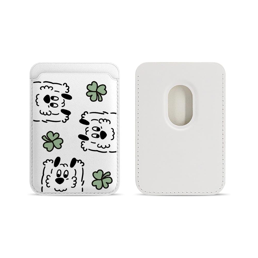 

Doodle Dog Four Leaf Clover Leather Phone Wallet Case For Magsafe Magnetic Slim Back Pocket Shockproof Stylish Cover