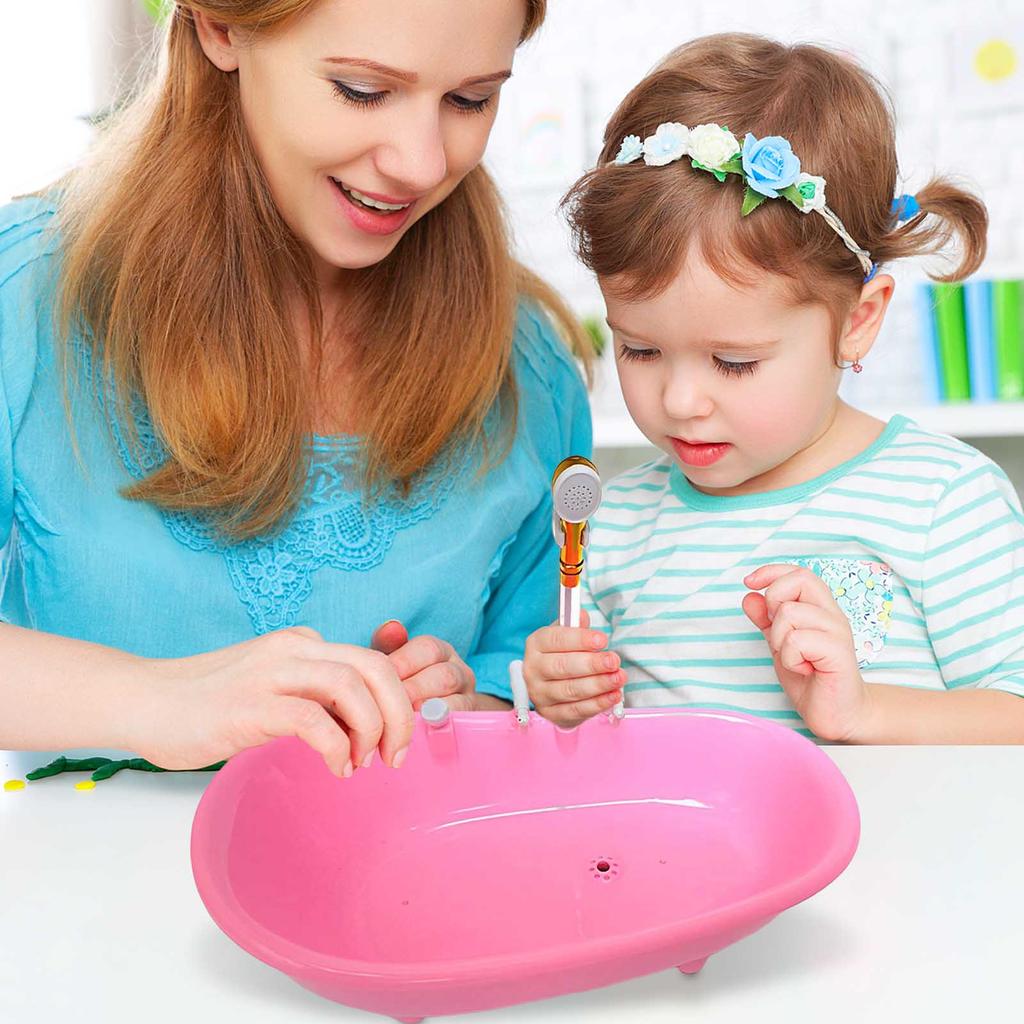 1:6 Scale Dollhouse Electric Bathtub Bathroom Furniture Miniature Bathroom Kids Dollhouse Toy Accessories