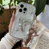 Silver Bead Bow Phone Case for IPhone17promax Full Package for Apple 16plus Anti-fall 14 Hand Chain