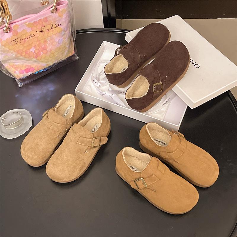 Frosted Shoes Women's 2025 New Autumn Thick-soled Retro Soft-soled Flat Shoes, One-pedal Flat-soled Small Fragrant Style