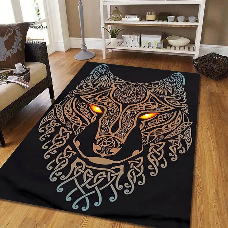 1pc Wolf Totem Print, Design Indoor Area Rug - Soft, Anti-Slip, and Durable Gaming Room Decor for Bedroom, Living Room