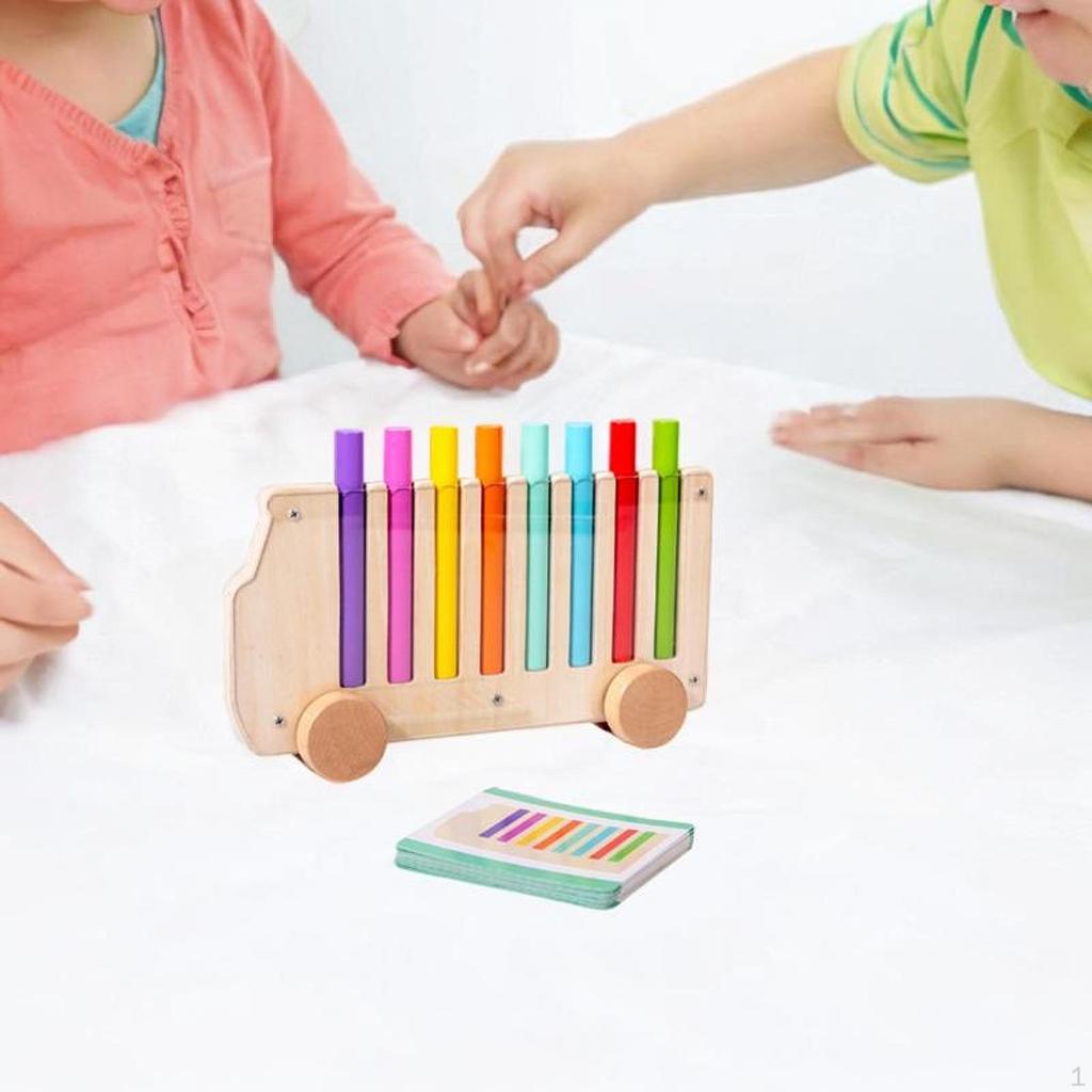 Wooden Bus Stick-insert Game Fine Motor Skills Gift Math Learning Toys Flexible Matching Puzzle
