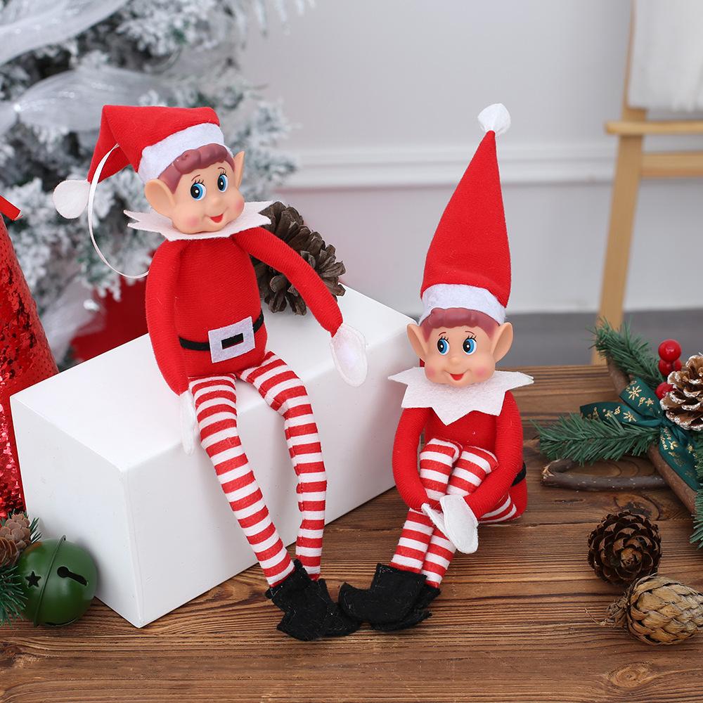New Style Christmas Elf Doll Ornament with Long Legs for Window Display & Tree Pendant