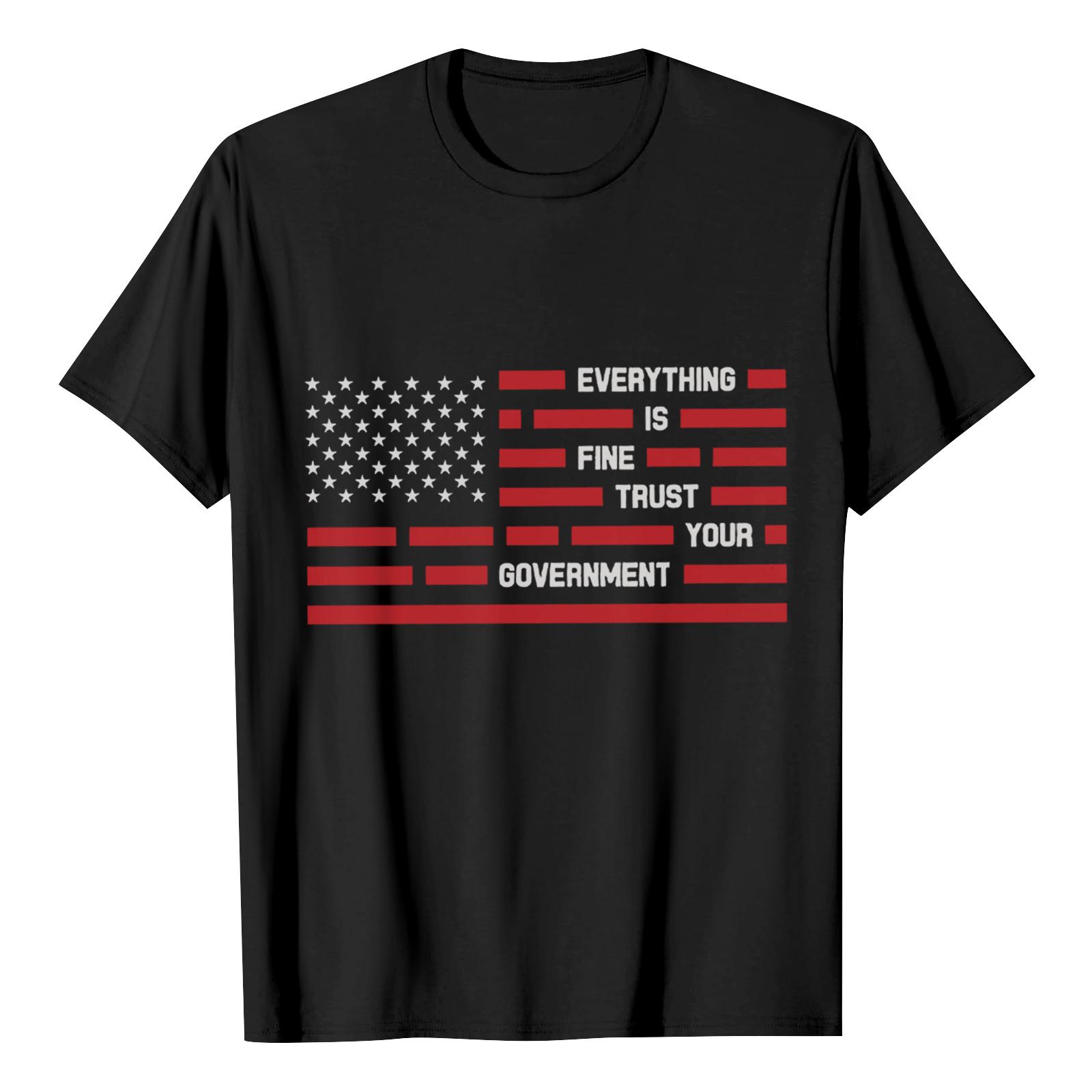 USA Anniversary Men s Casual Letter Print Short-Sleeve T-Shirt L чёрный