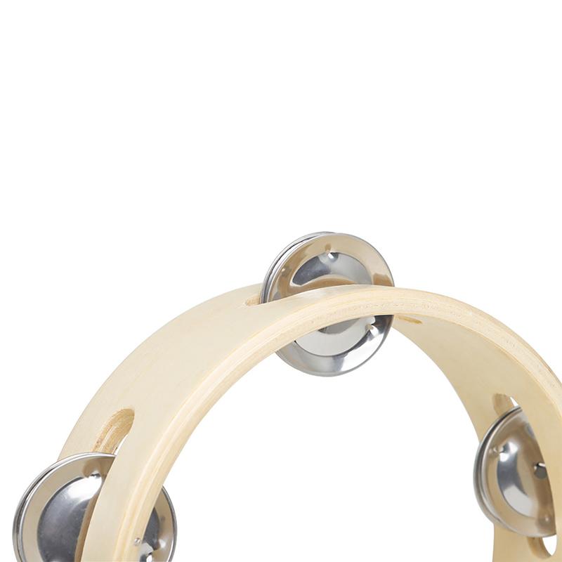 6 Inch Handbell Tambourine Metal Wooden Rattle Ball Percussion Hand Party
