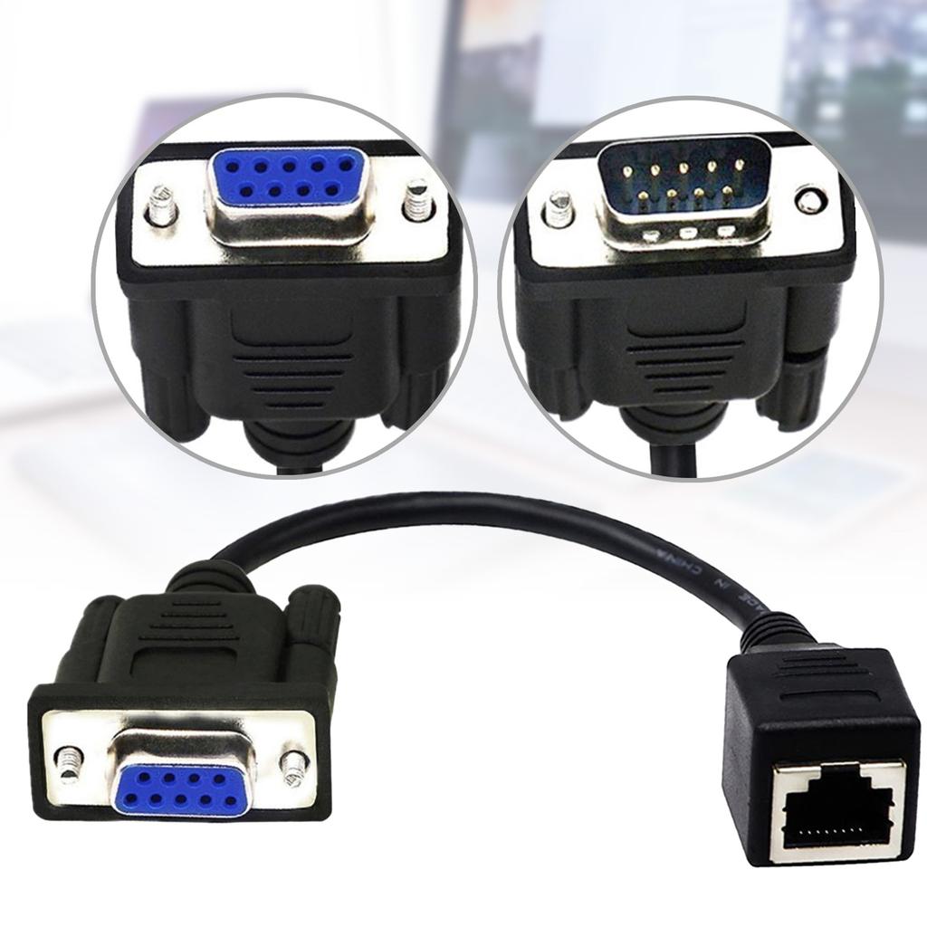 DB9 RS232 Male Female to RJ45 Female Port Ethernets CAT5 Couplers Extenders Adapters DB9 9Pin Connectors 15cm