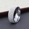 Vintage Retro Style Steel Ring for Women 5 Row Clear Crystal Jewelry Fashion Stainless Steel Engagement Wedding Rings