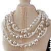 Vintage High Quality Artificial Australian White Double Layer Winding Pearl Necklace Collarbone Chain