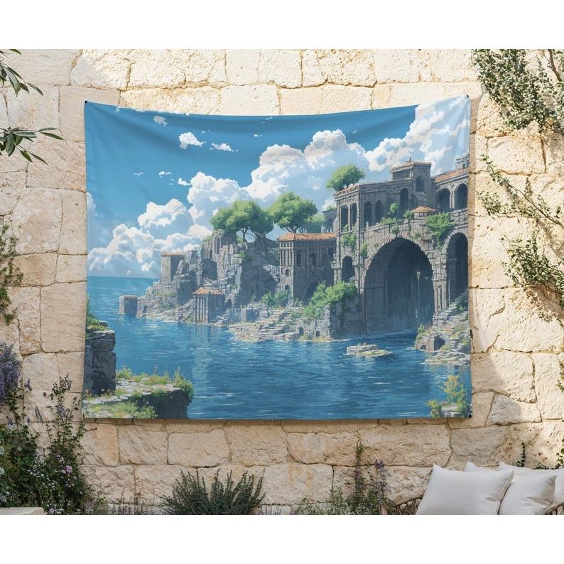 Coastal ruins tapestry 75x100