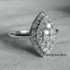 New Marquise Shaped Pave Zircon Ring for Women, 925 Silver Plated, Sparkling Cluster Design, Luxury Engagement Statement Jewelry