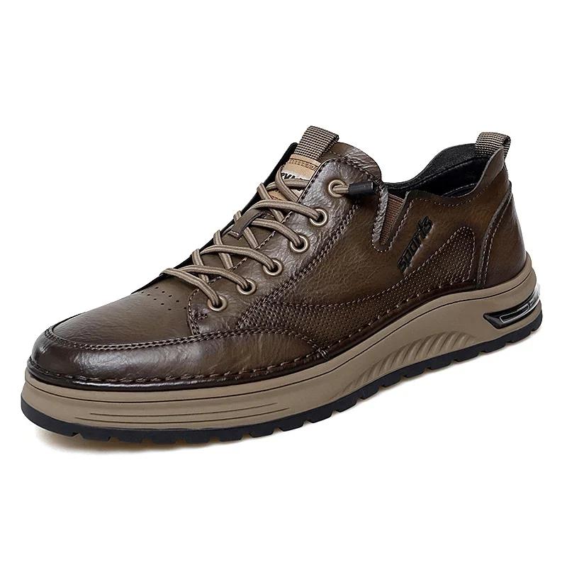 Fashion New Men's Genuine Leather Casual Shoes New Luxury Handmade Outdoor Running Shoes Business Antiskid Men Sneakers Tennis Masculino