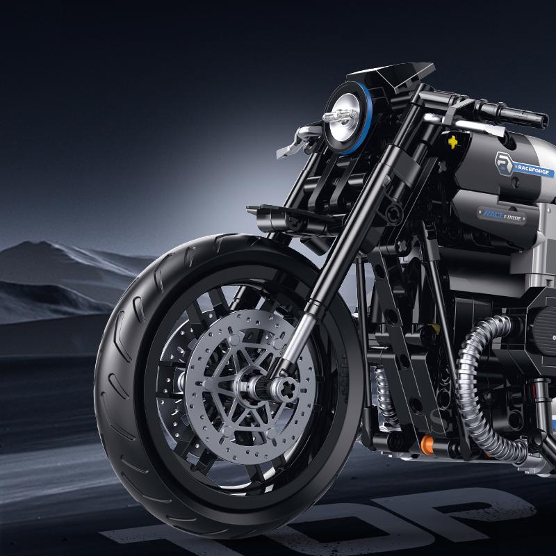 Klassische Motorrad Technische Bausteine Sets MOC Steine 1:8 Motorradmodell Weihnachtsgeschenke für Jungen Kinder Kinder Erwachsene