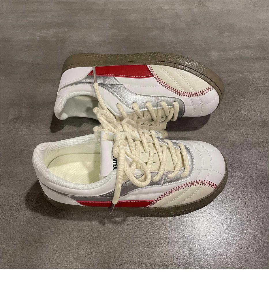 Round Head Shoes Women's Shoes Spring and Autumn New Retro Board Shoes Women's Niche Non-collision Color Matching German Training Shoes Women