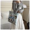 New Labubu shoulder eco-friendly bag canvas bag casual shoulder bag shopping bag internet famous bag cartoon