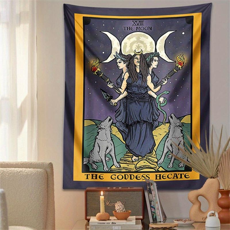 VIKAMA Astrologythemed Tapestry Tarot Moon Tapestry Hecate Goddess Mandala Design Witchcraftinspired Wall Hanging