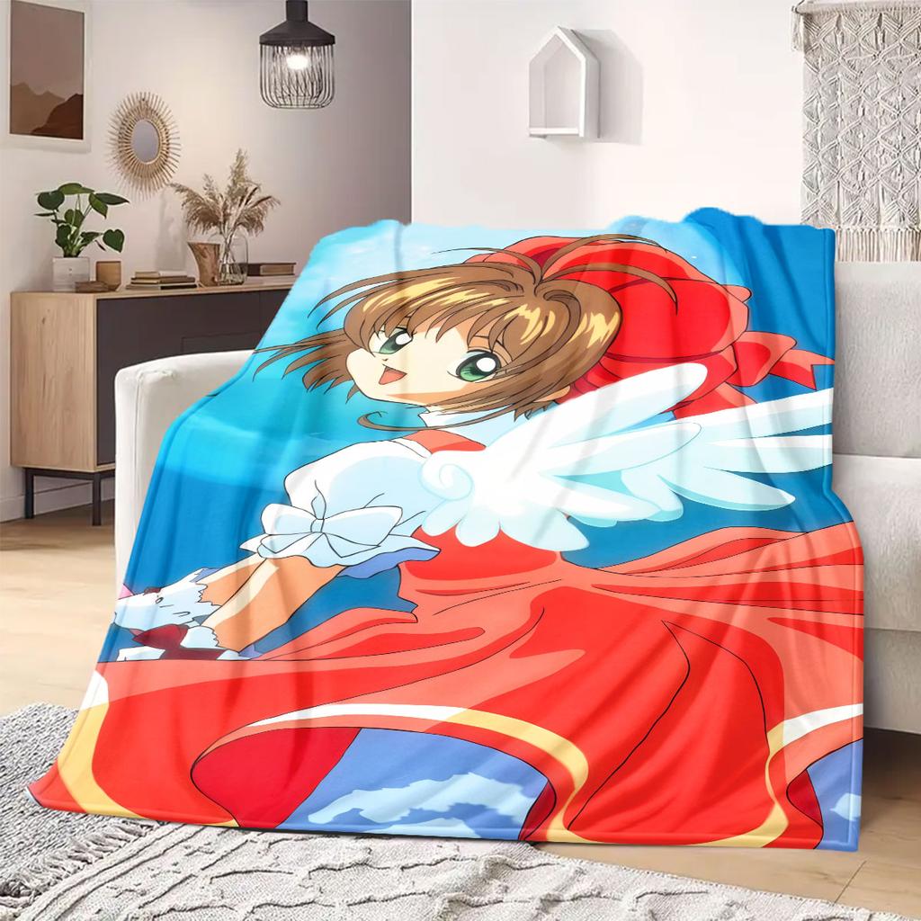 Cardcaptor Sakura Anime Style Flannel Blanket, Print for Bed and Chair, Warm Home Textile, Lightweight Outdoor Blanket_LIAN