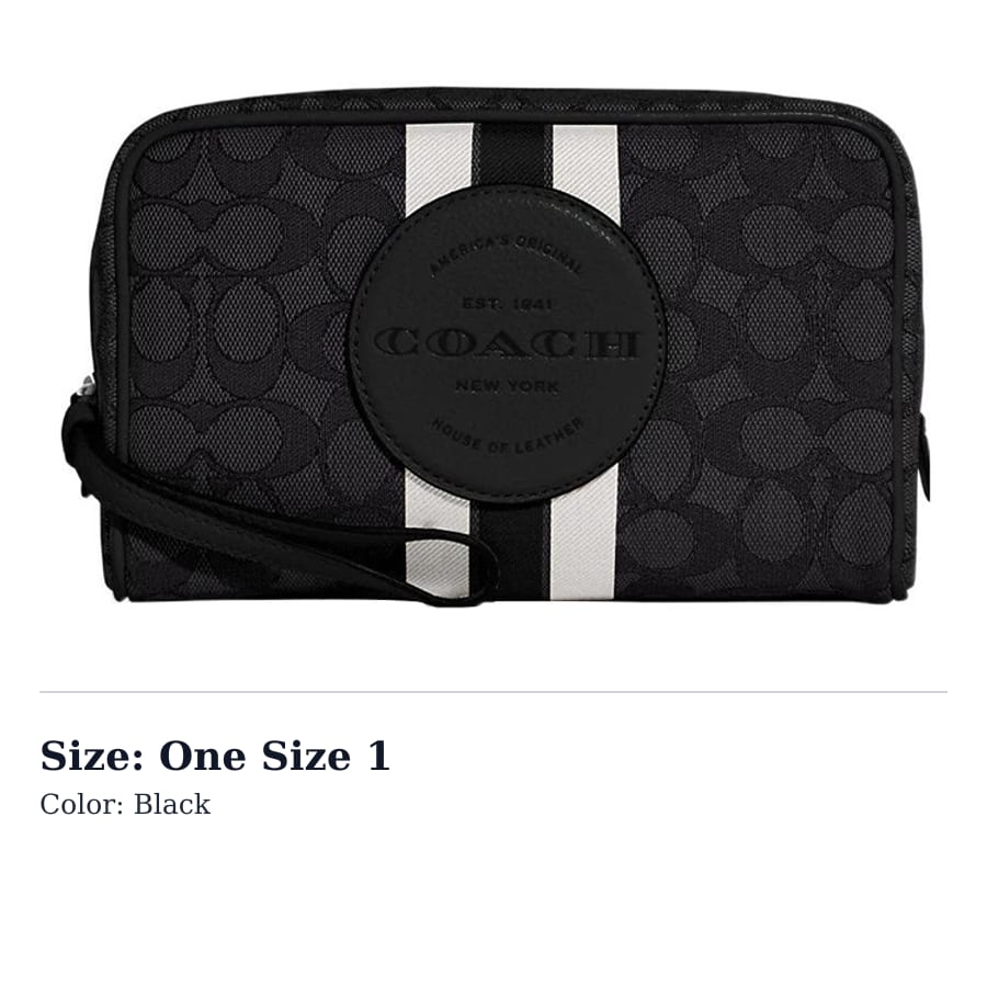 Coach Dempsey Leather Wrist Bag Makeup Bag Small Women's Black C9119-SVRT6