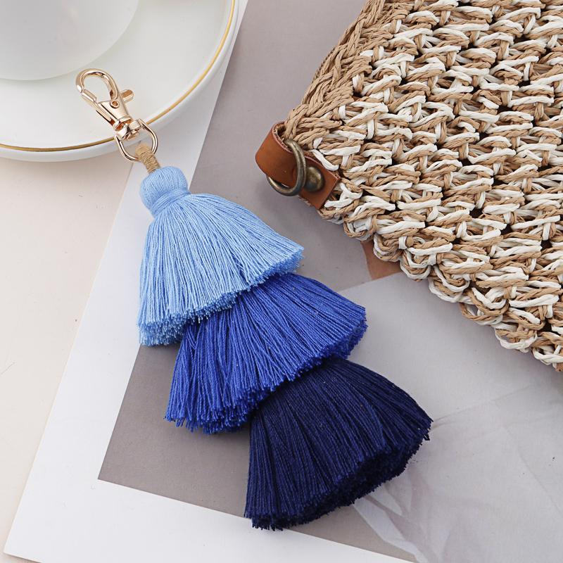 Bohemian Multicolor Handmade Layered Tassel Keychain Simple Key Ring Fit Handbag Accessorie Jewelry Gift