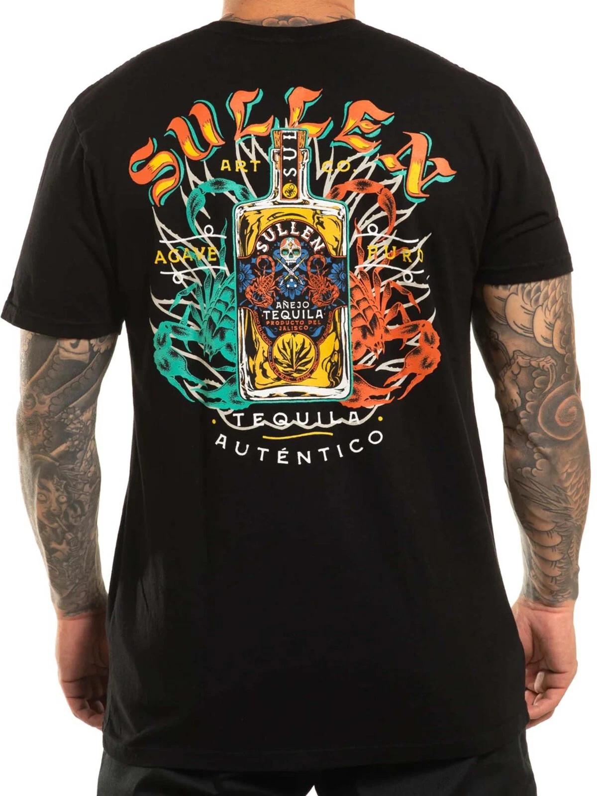 

Sullen Men s Tequila Sunrise Short Sleeve Premium T-shirt Tattoo Style Skull Tee XL
