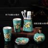 Ice cracked ceramic bathroom wash set bathroom mouthwash cup hand soap bottle soap dish toothbrush holder bathroom accessories