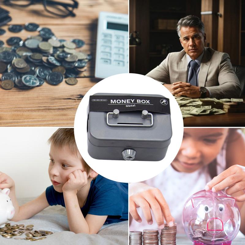Money Safe Box Lockable Cash Box With Key Portable Piggy Box Made Of Metal Small Security Lock Box Sturdy Coin Boxes For Kids
