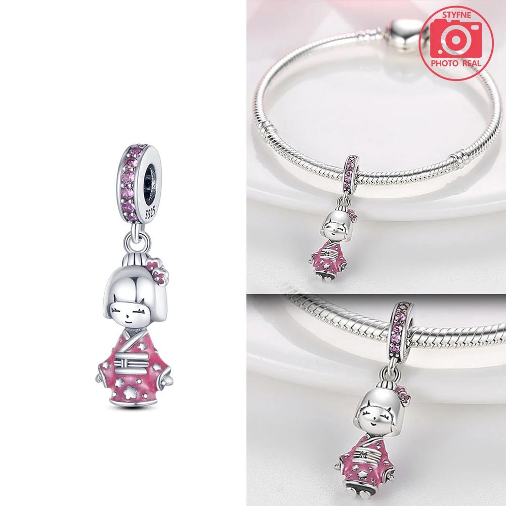 Charms Plata Kimono Girl Pendant Copper Colors For Charms Copper Colors Original Bracelet For Jewelry Making