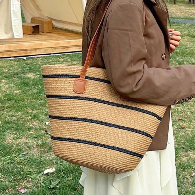 Straw bag women's summer bag fashion tote bag large capacity woven bag bucket bag women's bag
