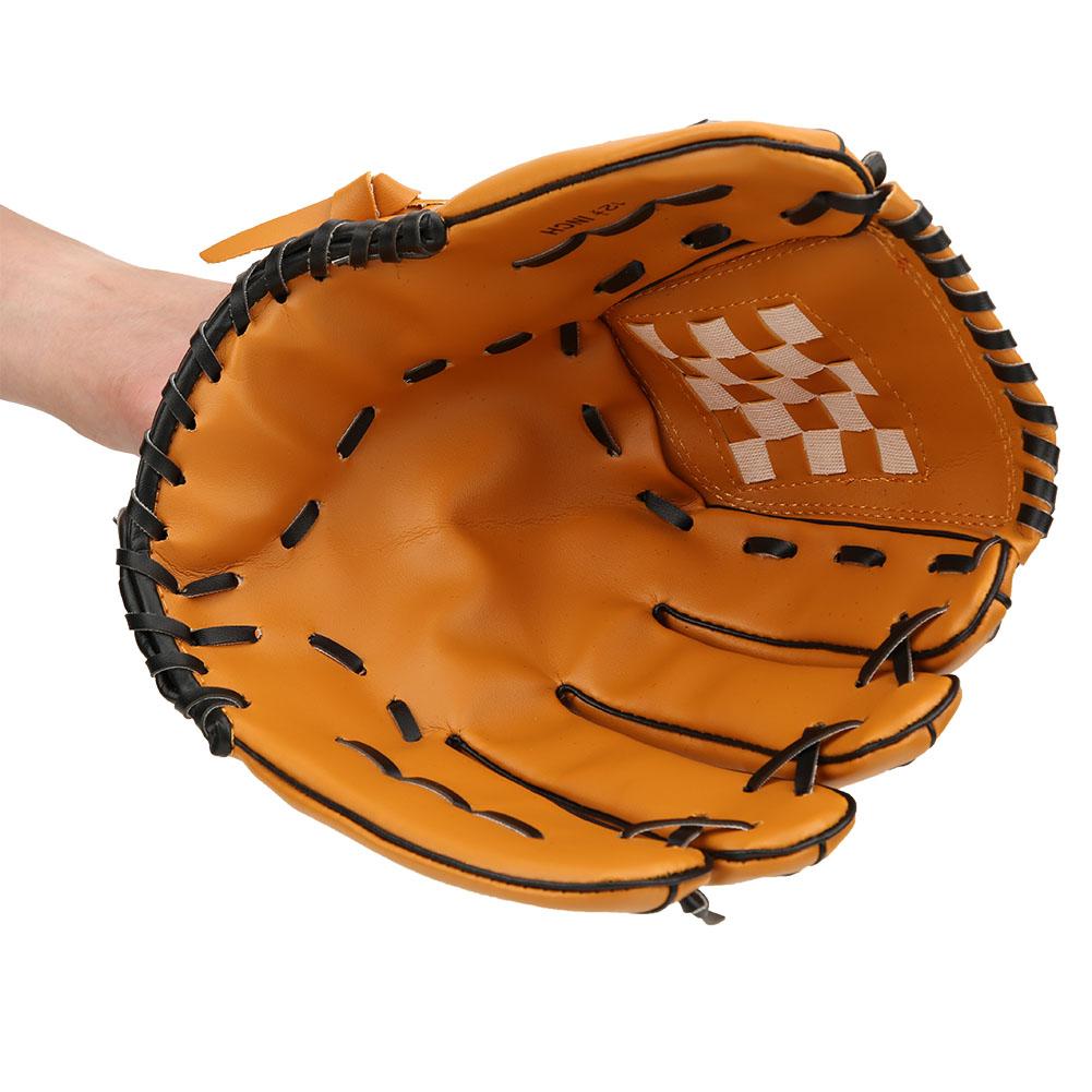 PVC Thicken Baseball Glove Training Competition Gloves for Adults Children(Brown 12.5inch)