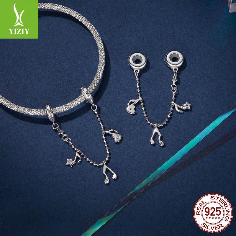 Personalized Trend Music Note Silicone Positioning Safety Chain, Simple And Fashionable 925 Sterling Silver Bracelet String Decoration