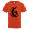Men's High Quality 100% Cotton Moon Print Casual Summer Cool Short Sleeve Men Tshirt Loose t-shirt Male Tee Shirts Male Tee Tops