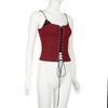 Color Block Lace-Up Slimming Camisole - Chic Pure Desire Top