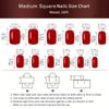 24 Pcs Glossy Medium Square Press On Nails French Style False Nails Glitter Reusable Fake Nails For Women