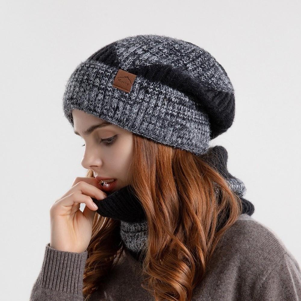 soft Winter Beanie Hat Scarf Set Thicken Warm Wool Hat Thermal Knit Cap  Winter Season