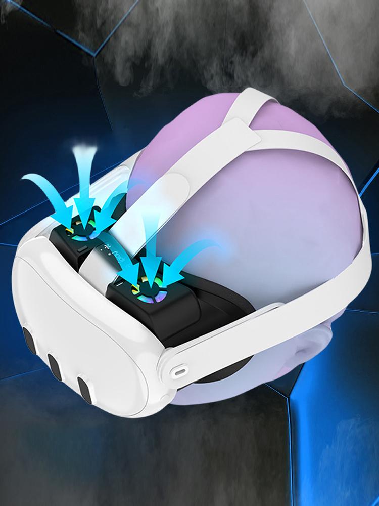 Cooling Fan Face Cover Facial Interface Radiator with RGB Light Cool Mask with Anti-Leakage Nose Pad for Meta Quest 3 VR Headset