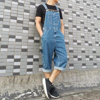 Herren Denim Latzhose Übergröße Träger Straight Shorts Hellblaue Shorts Herren Denim Shorts Mehr Größen 30-48 50