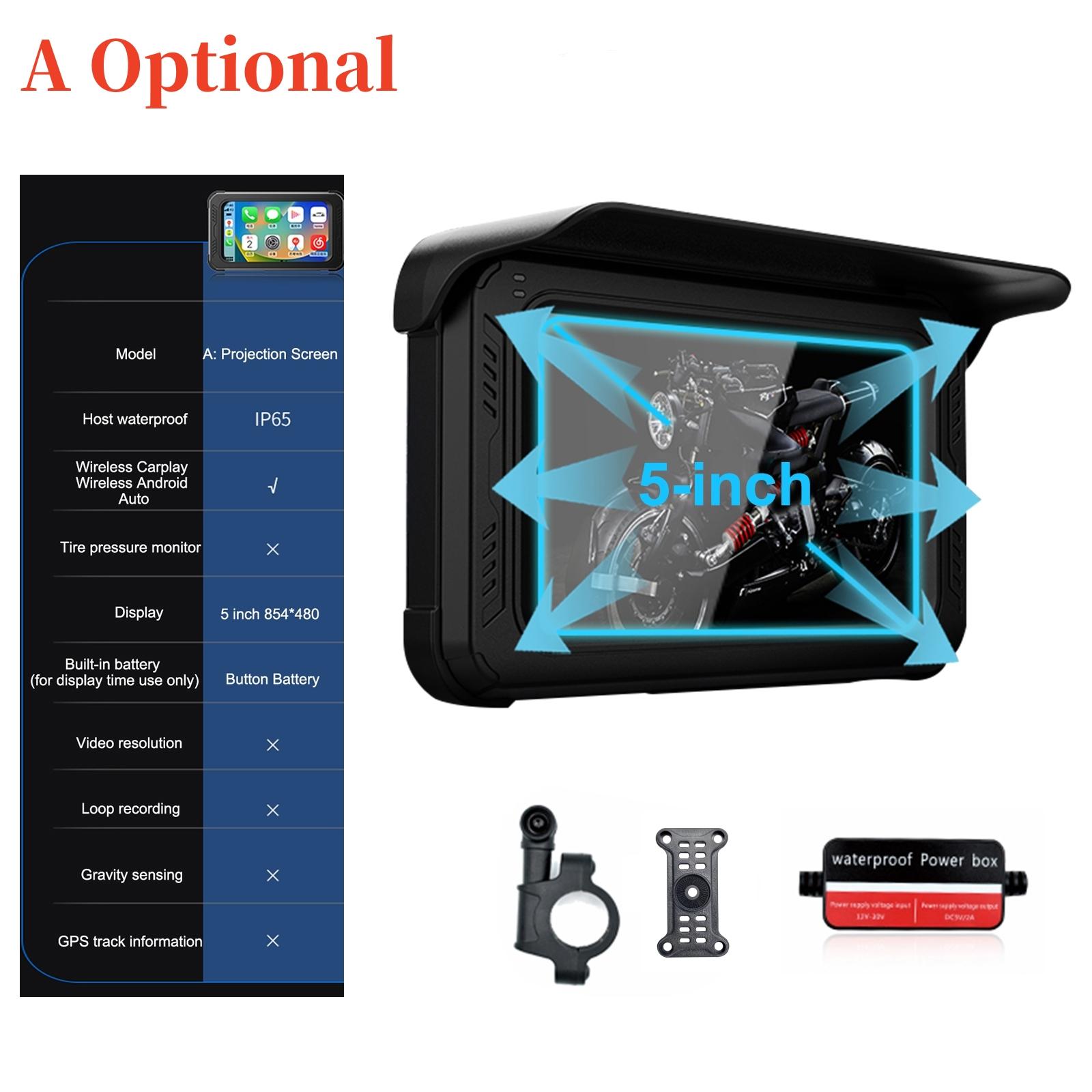 

3-in-1 Motorcycle Dash Cam, GPS Navigator & Wireless CarPlay, Compatible with Android Auto, Siri, and Google Assistant 【A】No card чорний