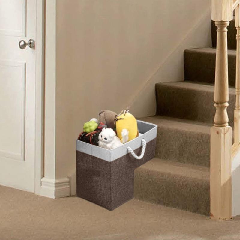 Stair Basket with Cotton Rope Handle for Carpeted Stair Foldable Storage Basket Suitable for Toy Clothes Book Sundries