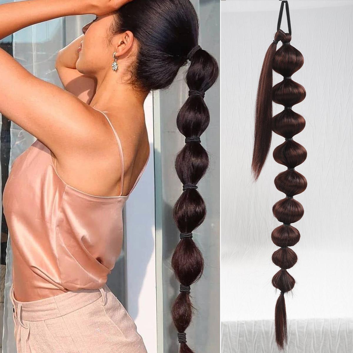 

Синтетический хвостик для наращивания волос, длинный хвост с пузырьками, 30 дюймов, с запахом вокруг фонаря, конский хвост для женщин 30inch