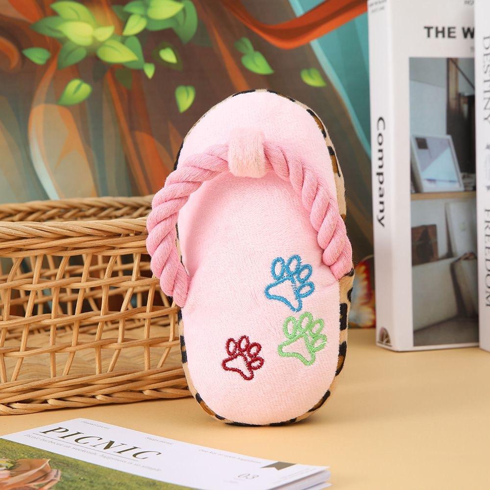 Cotton Rope Plush Squeaky Slipper Chew Toy For Small Medium Dogs