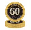 60th Birthday Plates Disposable Paper Set 16 Pieces Black