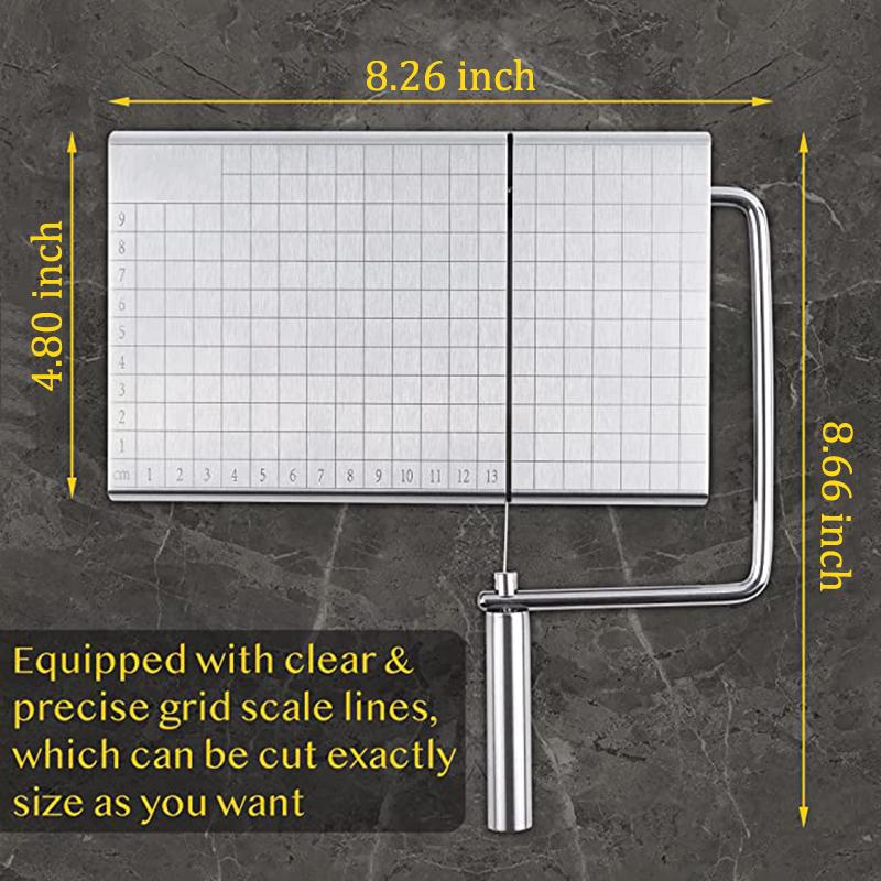 Stainless Steel Cheese Slicer with 6 Replaceable Wires, Cheese Slicing Board Slicer for Cheese Butter Sausage - Kitchen Tools