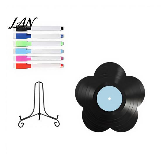 Customizable Record Art Flower Vinyl Ornament, DIY Custom Board, with Hand Painted Display Stand Design, Personalized Birthday Anniversary Message