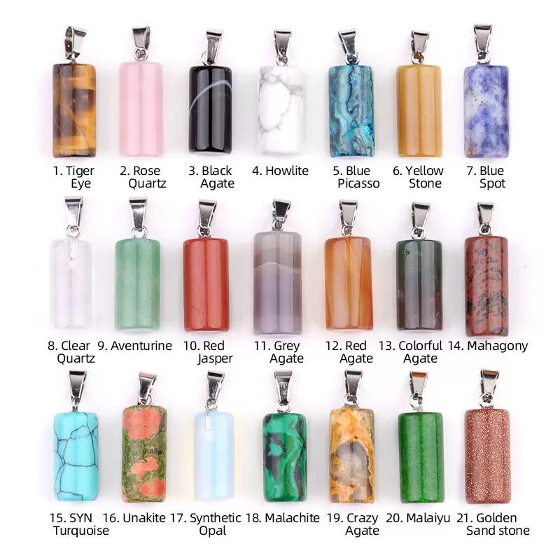 Natural Crystal Semi-Precious Stone Cylinder Pendant DIY Earring Necklace Jewelry Components